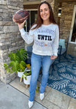 White CLASSY UNTIL KICKOFF Plush Letter Patched Loose Sweatshirt