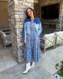Blue Floral Dress w/Pocket