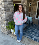 Gray Bow Sherpa Quarter Zip Sweatshirt
