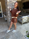 Coffee Loose Pullover Skort Set