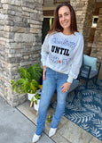 White CLASSY UNTIL KICKOFF Plush Letter Patched Loose Sweatshirt