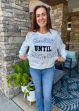 White CLASSY UNTIL KICKOFF Plush Letter Patched Loose Sweatshirt