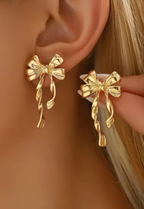 Gold Bow Stud Earrings