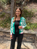 Kelly Green Checkered Heart Button Down Sweater