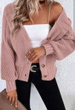 Light Pink Mixed Texture Knit Button V Neck Sweater Cardigan