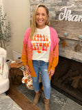 Orange/Pink Pom Cardigan