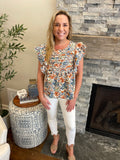 Floral Vintage Ruffle Sleeve Blouse