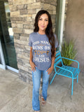 Gray Coffee And Jesus Graphic T-Shirt