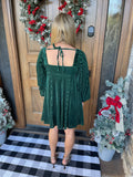 Green Velvet Babydoll Dress