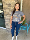 Gray Coffee And Jesus Graphic T-Shirt