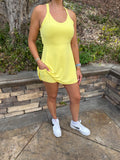 Yellow Daring Back Cutout Active Mini Dress with Shorts