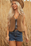 Brown Sherpa Tie Vest