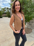 Brown Sherpa Tie Vest