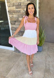 Smocked Pink Colorblock Dress