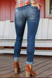 Blue Distressed High Waist Skinny Jean