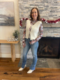 Beige Tie Front V Neck Sweater Vest