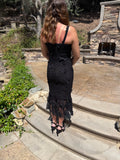 V Neck Floral Crichet Bodycon Maxi Dress