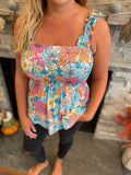 Bright Floral Smocked Top