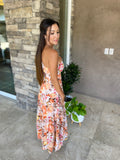 Orange Floral One Shoulder Dress