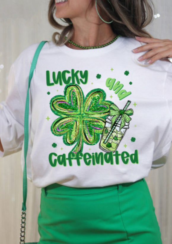 Lucky and Caffeinated Graphic Tee