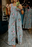 Floral Pleated High Waisted Overalls