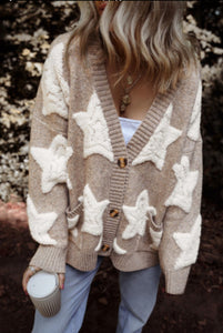 Khaki Star Oversized Cardigan