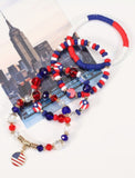 Red White & Blue Beaded Multilayer Bracelets