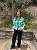 Kelly Green Checkered Heart Button Down Sweater
