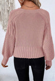 Light Pink Mixed Texture Knit Button V Neck Sweater Cardigan