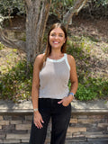 Khaki Contrast Trim Ribbed Knit Sweater Tank Top