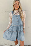Dusk Blue Light Wash Tiered Flowy Overall Denim Dress