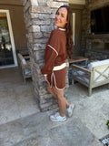 Coffee Loose Pullover Skort Set