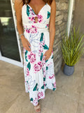 White Floral Cutout Maxi Dress