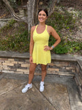 Yellow Daring Back Cutout Active Mini Dress with Shorts