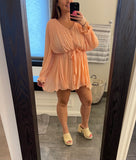 Peach Pleated Romper