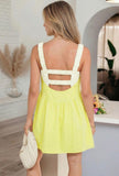 Yellow Faux Two Piece Gingham Contrast Patchwork Loose Mini Dress