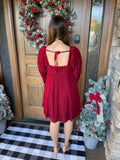 Red Velvet Babydoll Dress