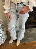 Light Wash Distressed Flare Jeans