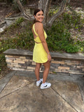 Yellow Daring Back Cutout Active Mini Dress with Shorts