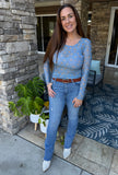 Blue Floral Sheer Top