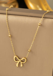 Gold Bow Pendant Necklace