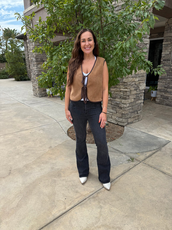 Brown Sherpa Tie Vest