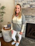 Grey Colorblock Knitted Hoodie