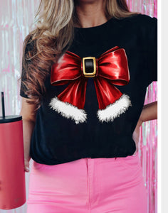 Black Christmas Bow Graphic Tee