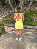 Yellow Daring Back Cutout Active Mini Dress with Shorts
