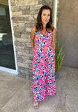 Rose Floral Twisted Smocked Back Tiered Maxi Dress