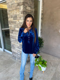 Navy Velvet Blouse