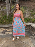 Coastal Bloom Smocked Maxi Dress