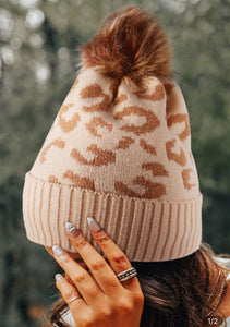 Taupe Leopard Beanie