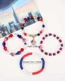 Red White & Blue Beaded Multilayer Bracelets